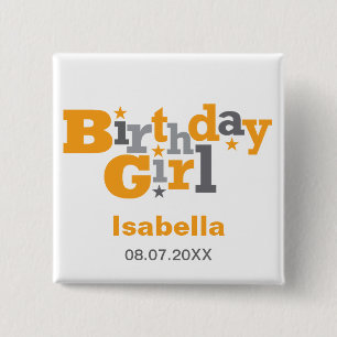 Bóton Quadrado 5.08cm Tipo de flutuação botão da menina do aniversár