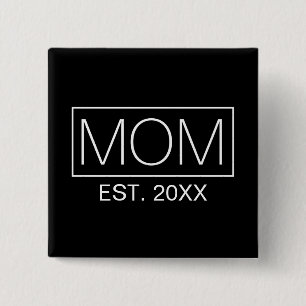 Bóton Quadrado 5.08cm Tipografia da mãe minimalista simples Botão Pin