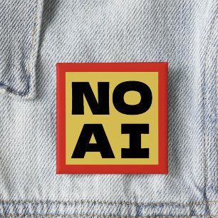 Bóton Quadrado 5.08cm Tipografia Moderna em Negrito Sem IA Amarelo Preto