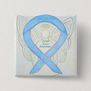 Bóton Quadrado 5.08cm Tireoide Anjo Pino Azul da Fita