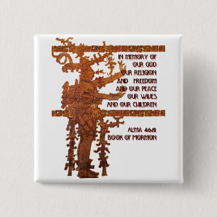 Bóton Quadrado 5.08cm Título da liberdade: Livro da história do Mormon