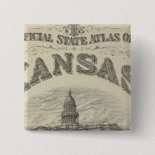 Bóton Quadrado 5.08cm Título Página Atlas Oficial do Estado do Kansas