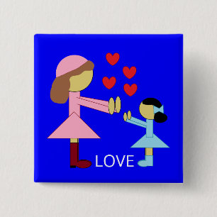 Bóton Quadrado 5.08cm Todas as Crianças Precisam de Amor: Azul