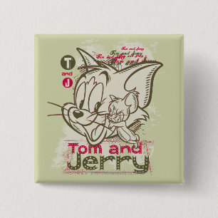 Bóton Quadrado 5.08cm Tom e rosa e verde de Jerry
