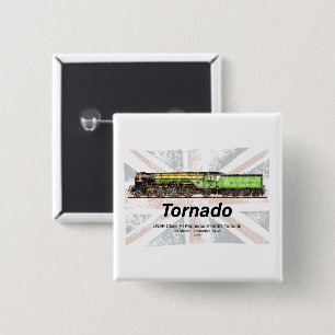 Bóton Quadrado 5.08cm Tornado Vintage Comboio a Vapor Comboio Inglês Loc