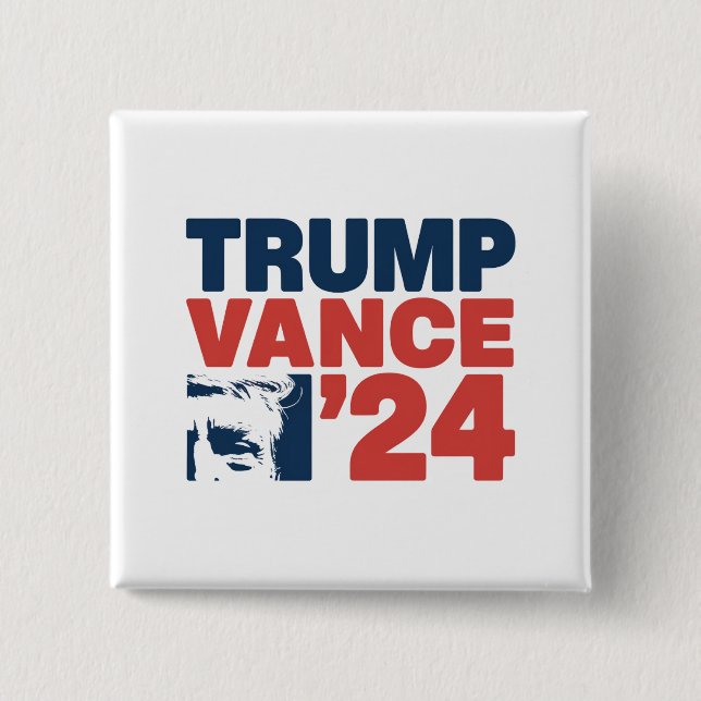 Bóton Quadrado 5.08cm Torne a América segura novamente Trump Vance 2024  (Frente)