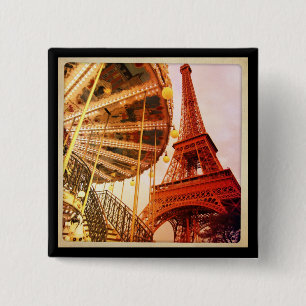 Bóton Quadrado 5.08cm Torre Eiffel e Carrousel
