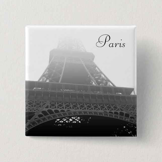 Bóton Quadrado 5.08cm Torre Eiffel Paris (Frente)