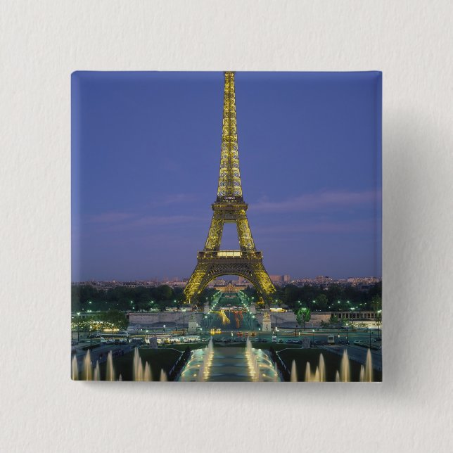 Bóton Quadrado 5.08cm Torre Eiffel, Paris, França 2 (Frente)