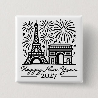 Bóton Quadrado 5.08cm Torre Eiffel personalizada de Paris Fogos de Artif