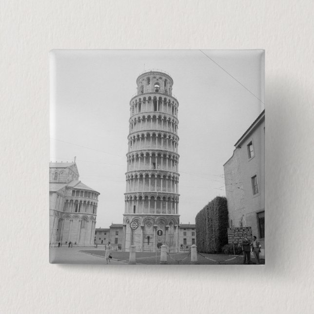 Bóton Quadrado 5.08cm Torre inclinada de Pisa (Frente)