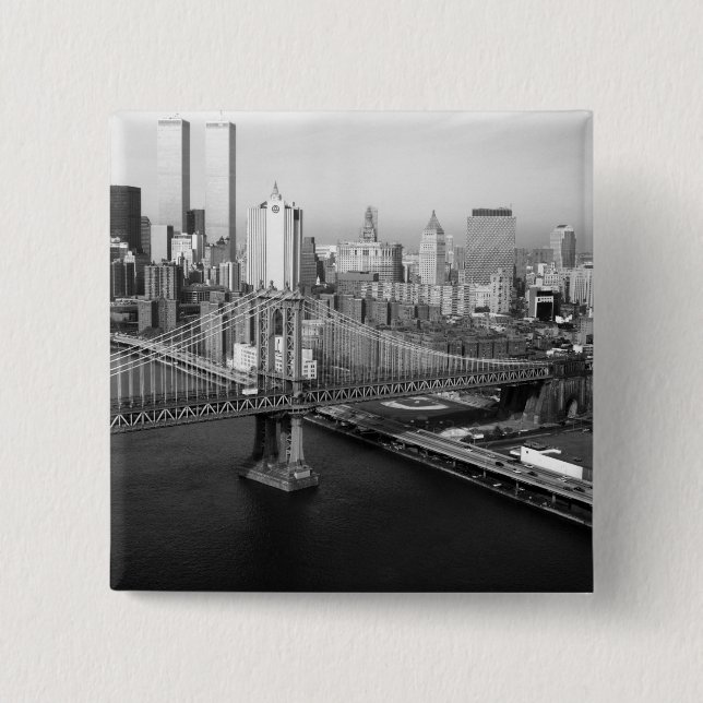 Bóton Quadrado 5.08cm Torres gémeas: 1991 (Frente)