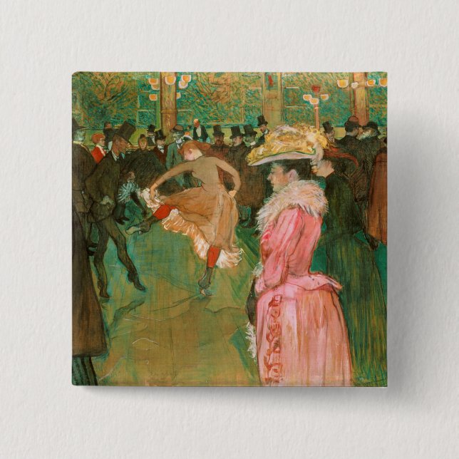 Bóton Quadrado 5.08cm Toulouse-Lautrec - Na Rota, A Dança (Frente)