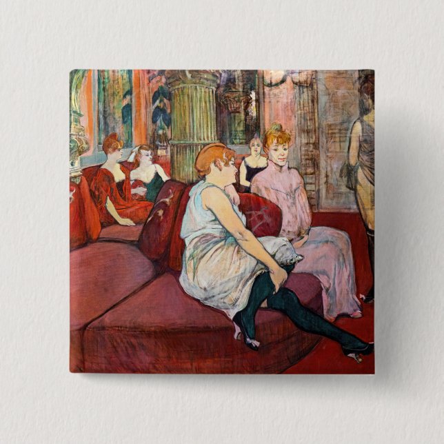 Bóton Quadrado 5.08cm Toulouse-Lautrec - No Salão, Rue des Moulins (Frente)