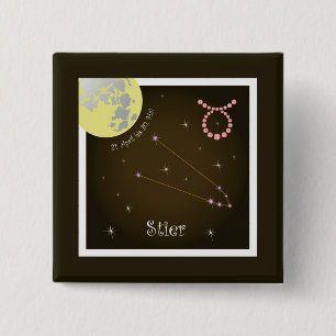 Bóton Quadrado 5.08cm Touro 21. abril até 20. Maio Button