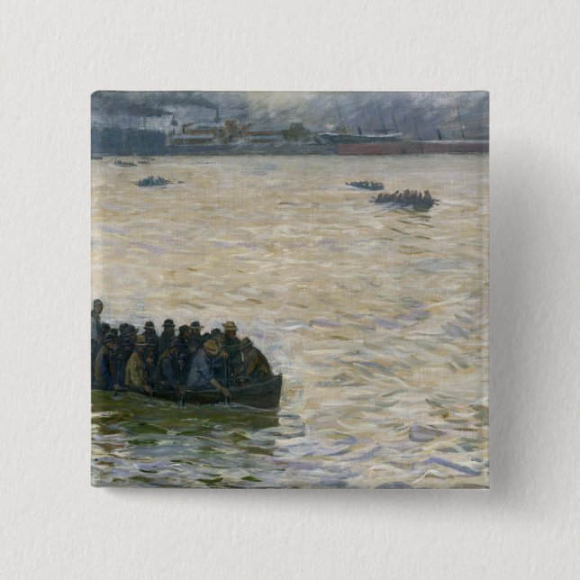 Bóton Quadrado 5.08cm Trabalhadores do estaleiro que retornam em casa no (Frente)