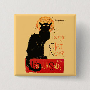 Bóton Quadrado 5.08cm Trabalho de arte de Gato Negra Steinlen
