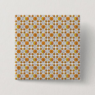 Bóton Quadrado 5.08cm Tradicional letão - símbolo SUN - padrão geométric