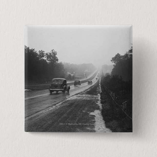 Bóton Quadrado 5.08cm Tráfego na estrada (Frente)