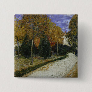 Bóton Quadrado 5.08cm Trajeto de Vincent van Gogh no parque em Arles,