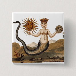 Bóton Quadrado 5.08cm Transmutação Merman do Sol e da Lua