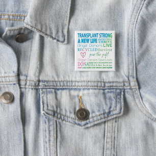 Bóton Quadrado 5.08cm Transplante de Botões Forte Dádiva de Órgãos Sensi