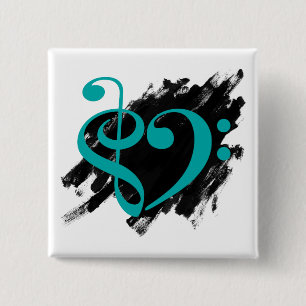 Bóton Quadrado 5.08cm Tremor Clef Bass Clef Musical Heart Grunge
