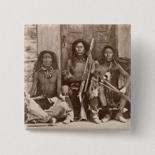 Bóton Quadrado 5.08cm Três indiano Braves, fotografado pelo inglês real