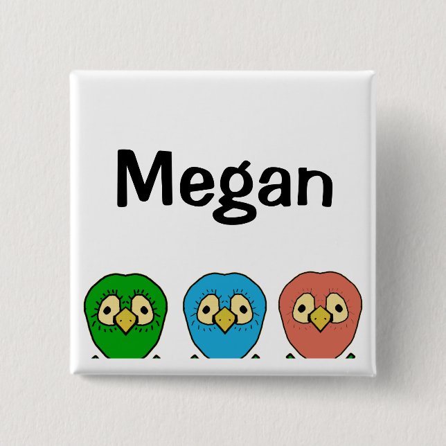 Bóton Quadrado 5.08cm três pássaros Megan (Frente)