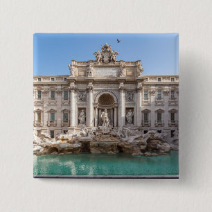 Bóton Quadrado 5.08cm Trevi Fountain no início da manhã - Roma, Itália