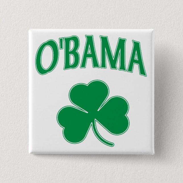 Bóton Quadrado 5.08cm Trevo de Obama (Frente)