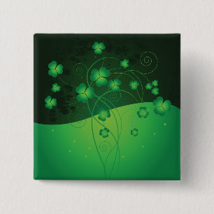 Bóton Quadrado 5.08cm Trevo de Shamrock Verde Dia de São Patrício Sorte