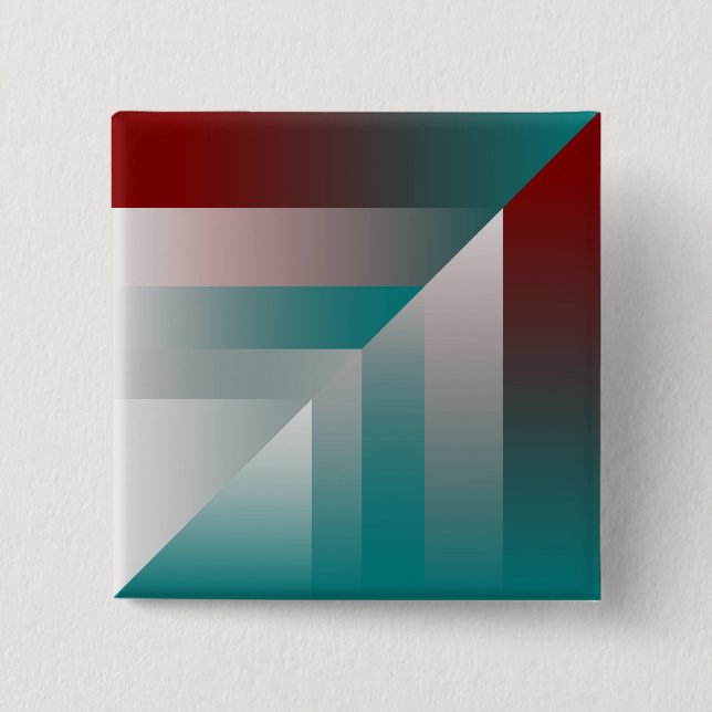 Bóton Quadrado 5.08cm triângulos azul-arroxeado e cinza (Frente)