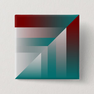 Bóton Quadrado 5.08cm triângulos das cinzas de teal burgundy