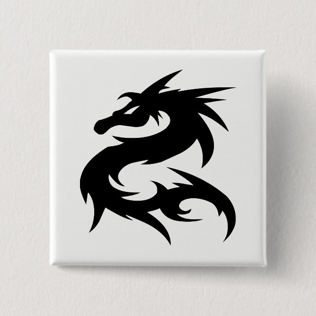 Bóton Quadrado 5.08cm Tribal Dragon Silhouette (Frente)