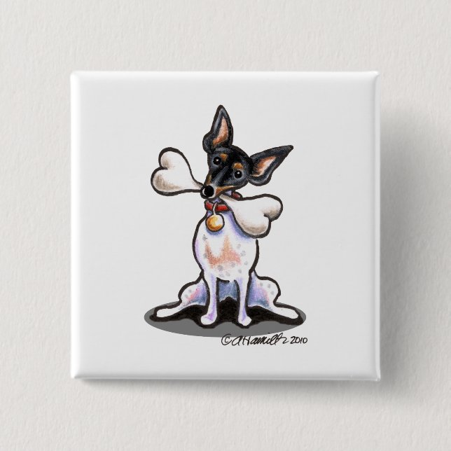 Bóton Quadrado 5.08cm Tricolor Rat Terrier Big Bone (Frente)