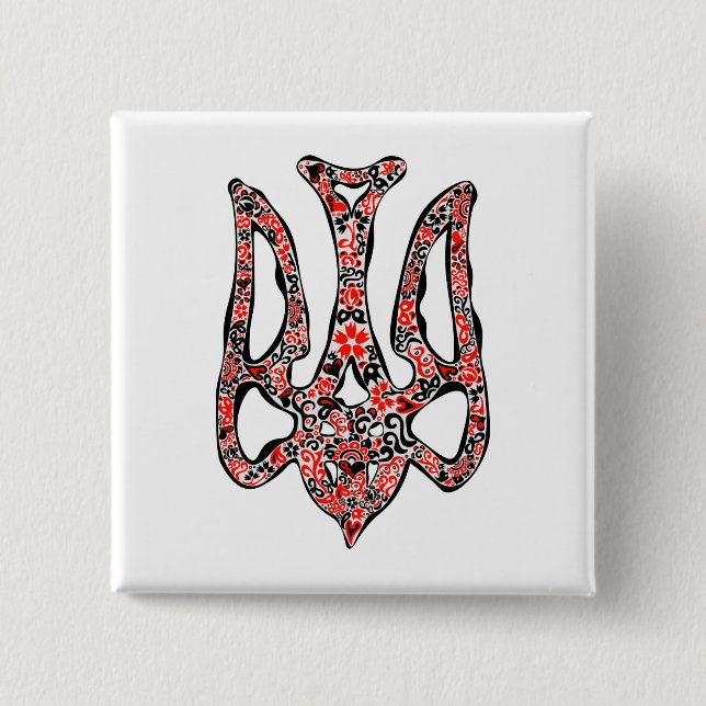 Bóton Quadrado 5.08cm Trident Trident Nacional Ucraniano trizub estiliza (Frente)