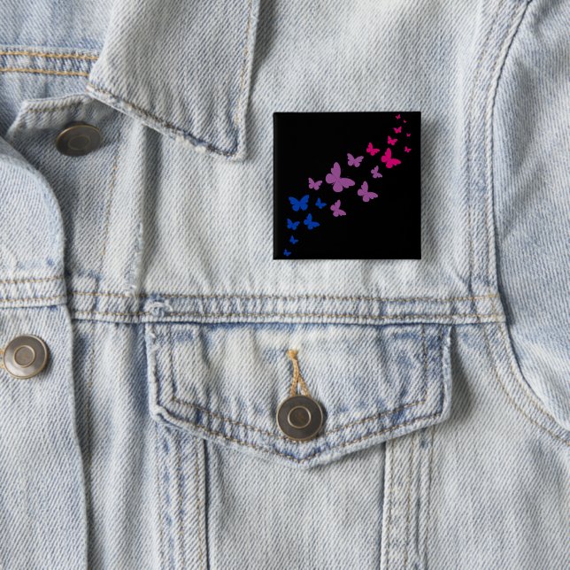 Bóton Quadrado 5.08cm Trilha da Borboleta do Orgulho Bissexual (In Situ)