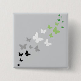 Bóton Quadrado 5.08cm Trilha de Borboleta do Orgulho Aromântico