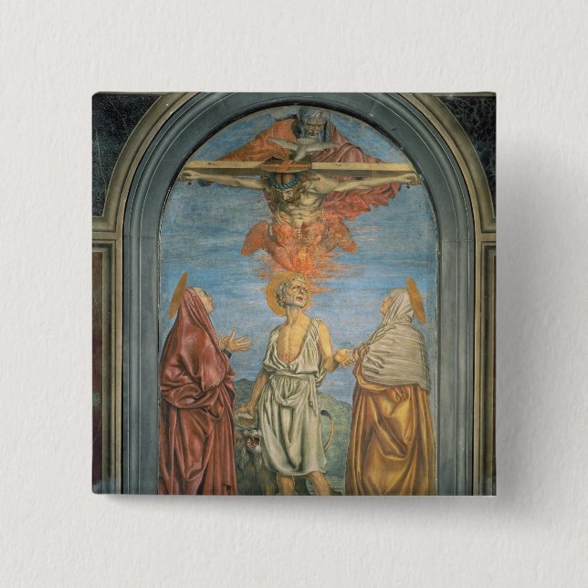 Bóton Quadrado 5.08cm Trindade santamente com St Jerome (fresco) (Frente)