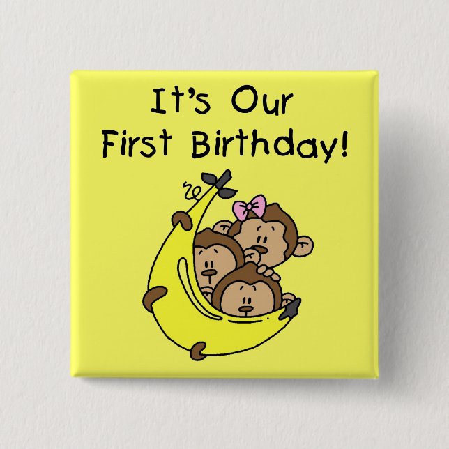 Bóton Quadrado 5.08cm Triplets 1rua - Dois Meninos, Uma Rapariga (Frente)