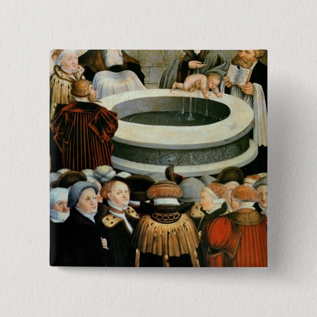 Bóton Quadrado 5.08cm Triptych, painel esquerdo, Philipp Melanchthon (Frente)