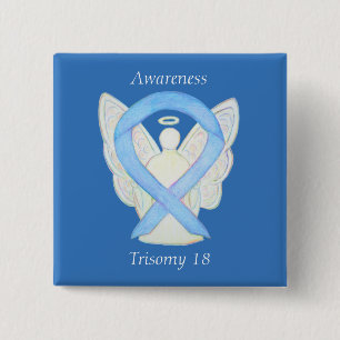 Bóton Quadrado 5.08cm Trisomy 18 Awarness Angel Ribbon Art Pin