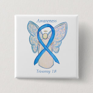 Bóton Quadrado 5.08cm Trisomy 18 Awarness Angel Ribbon Art Pin