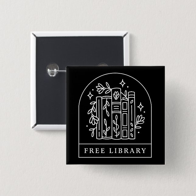 Bóton Quadrado 5.08cm Troca de livros de biblioteca grátis (Frente & Verso)