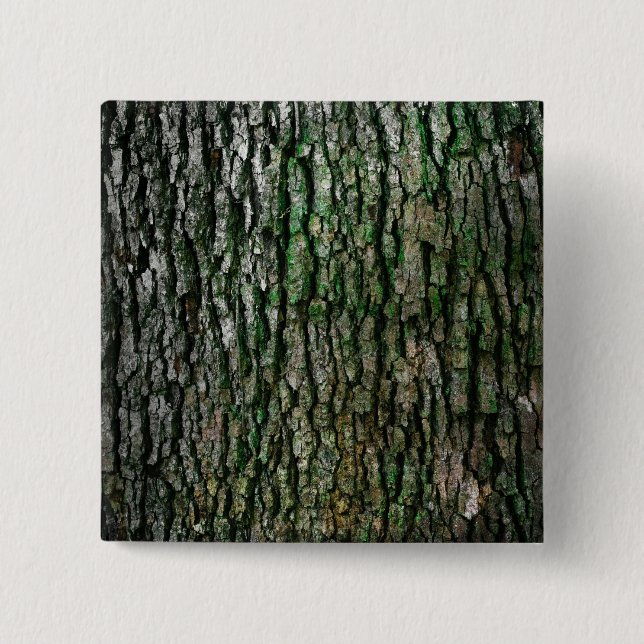 Bóton Quadrado 5.08cm Tronco de árvores (Latido de madeira) (Frente)
