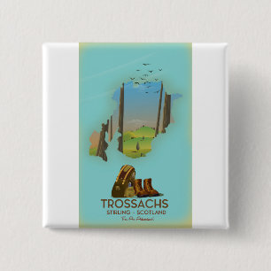 Bóton Quadrado 5.08cm Trossachs Stirling Scotland caminhando poster