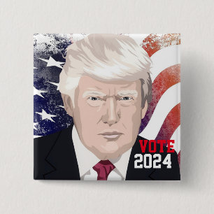 Bóton Quadrado 5.08cm Trump 2024