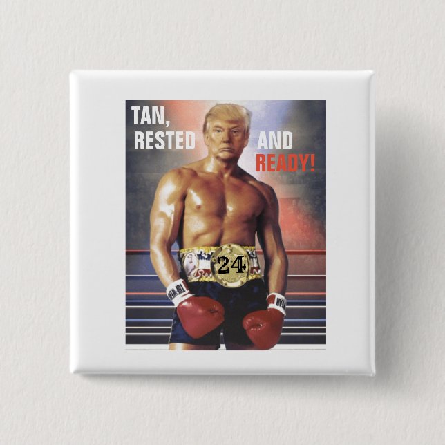 Bóton Quadrado 5.08cm Trump 2024 (Frente)