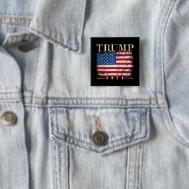 Bóton Quadrado 5.08cm Trump 2024 Elegante Dourada Vintage Flag Americano
